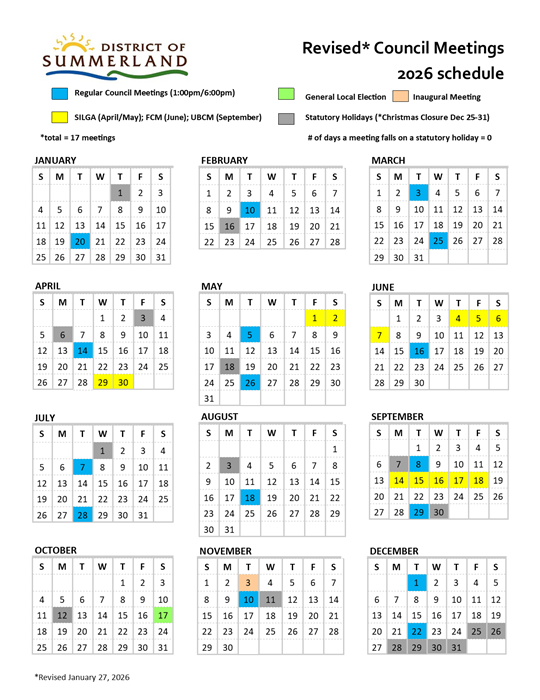 Revised 2026 Council Meeting Schedule Revised 2026 Council Meeting Schedule